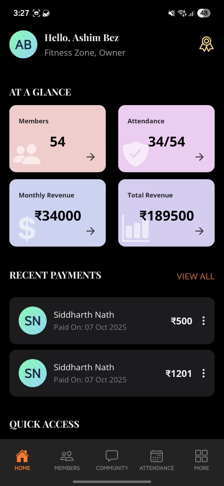 Owner Home Page