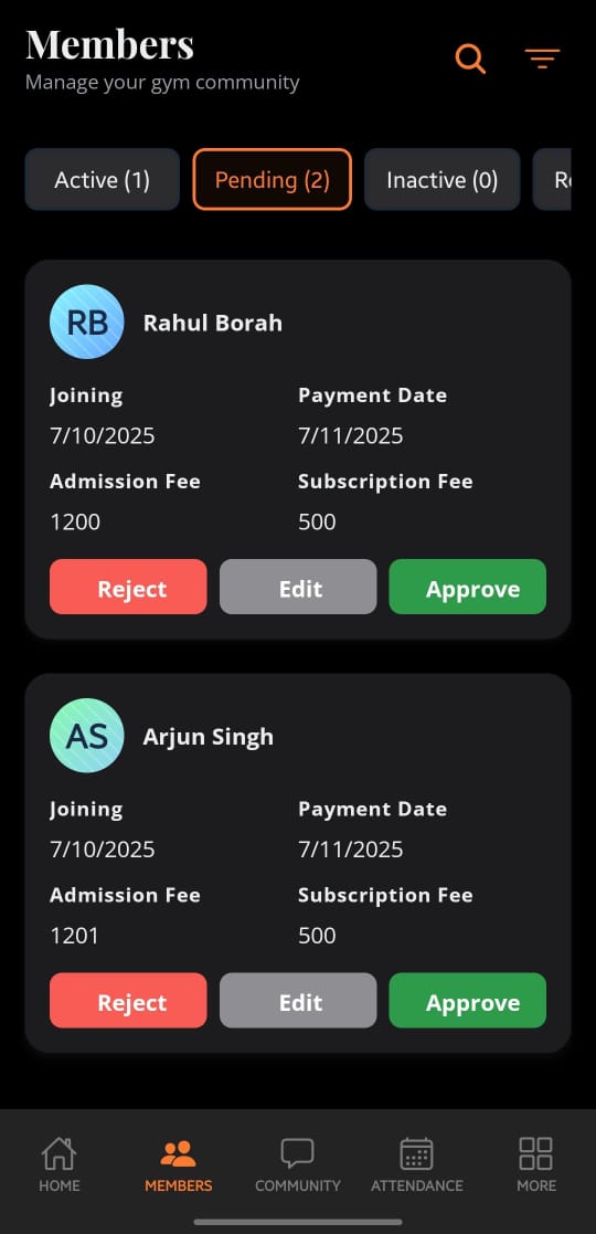 Pending Members